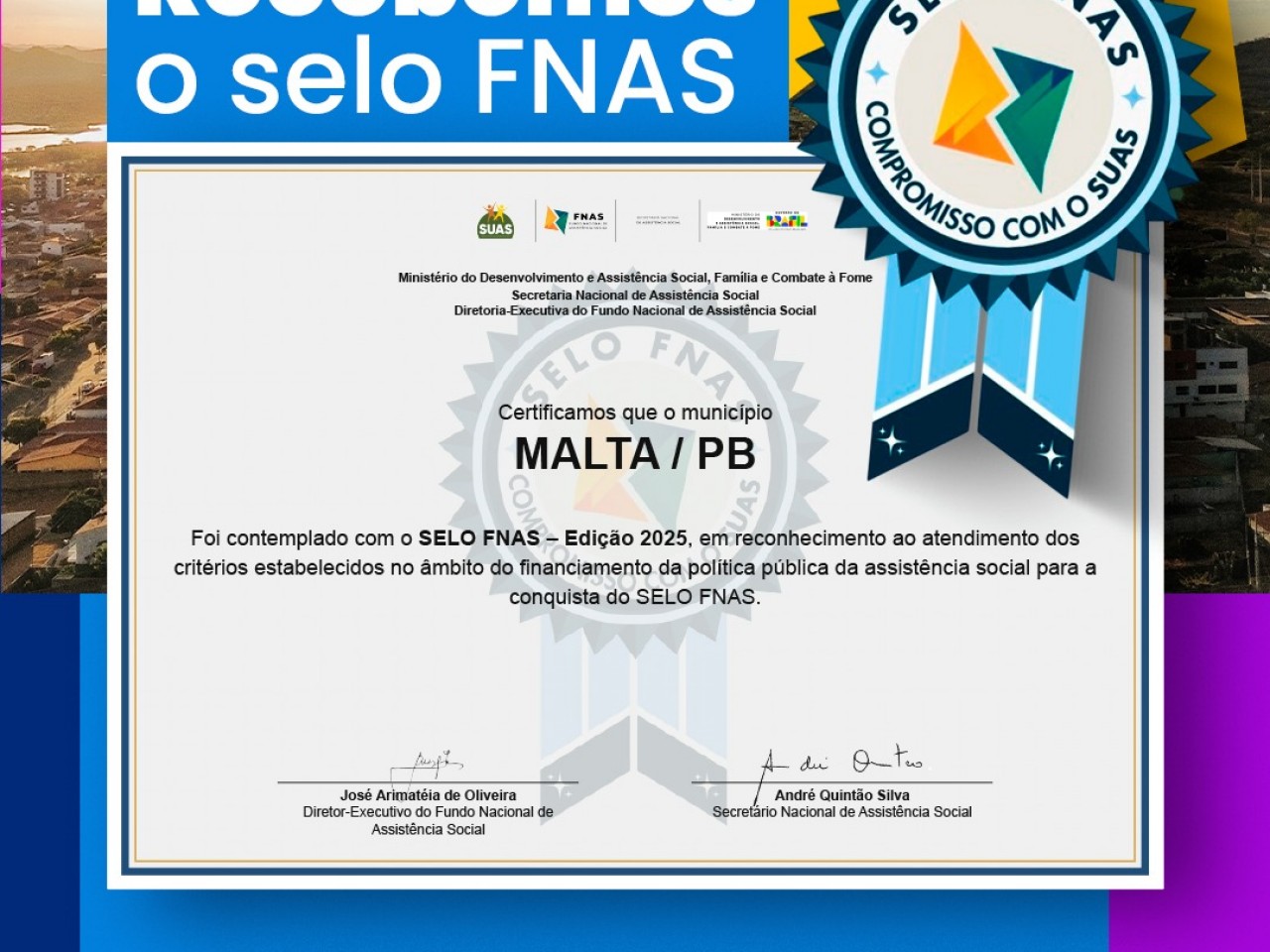 Malta conquista Selo FNAS 2025 e refor�a compromisso com a assist�ncia social